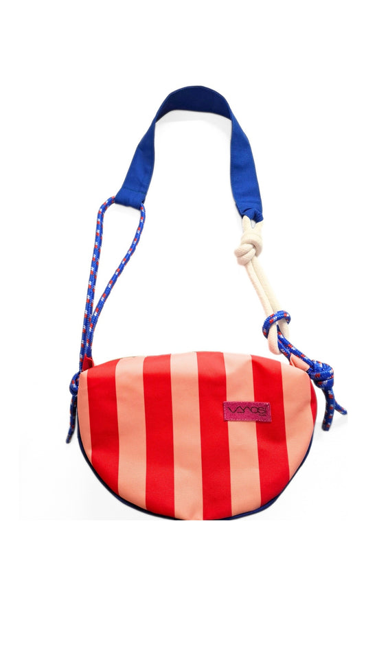 Korábbi crossbody-piros/barack csíkos