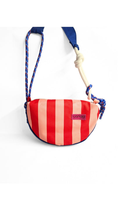 Korábbi crossbody-piros/barack csíkos